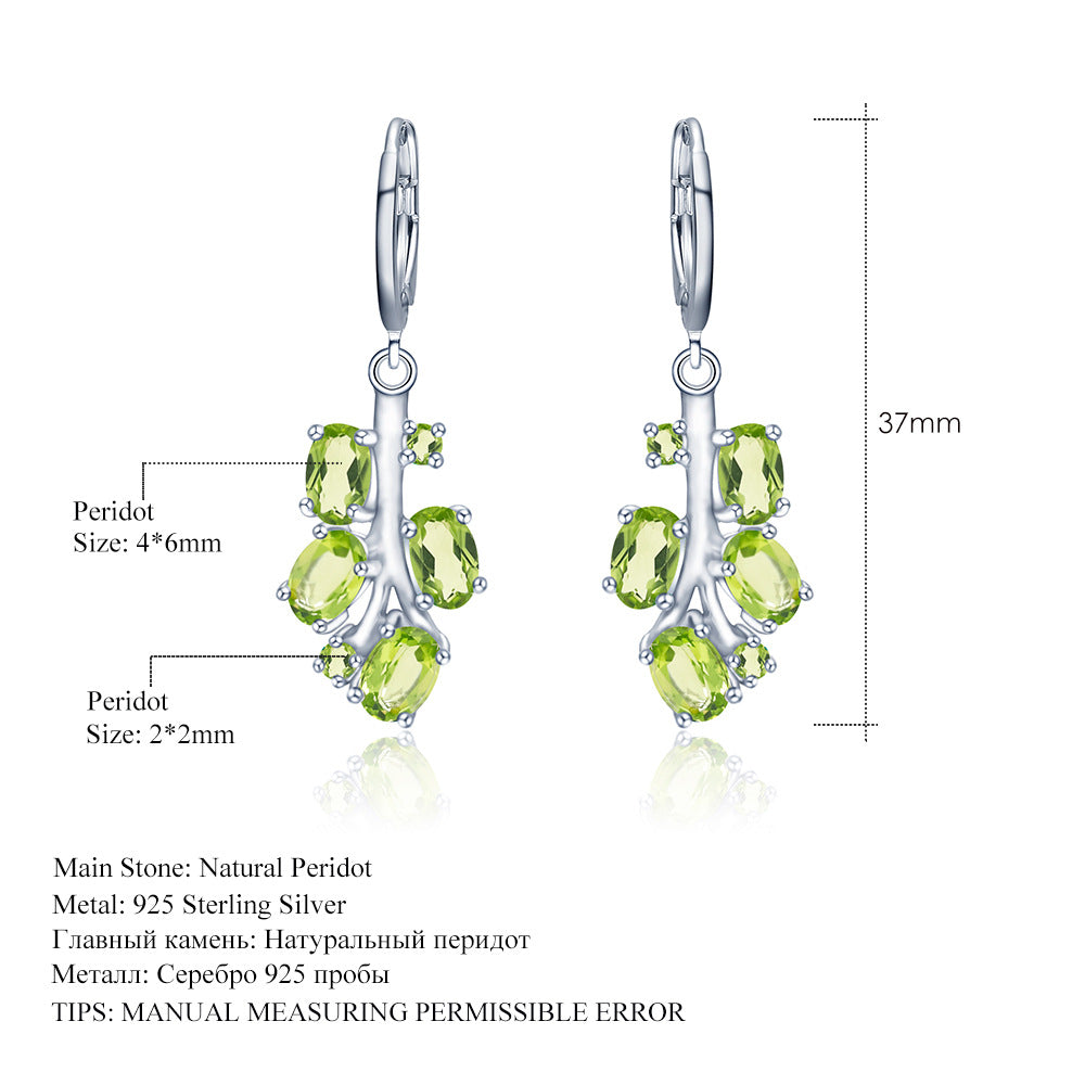 Natural Colored Gems Topaz Stud Earrings Fashion s925Sterling Silver Inlaid Sapphire Crystal Earrings Earrings New
