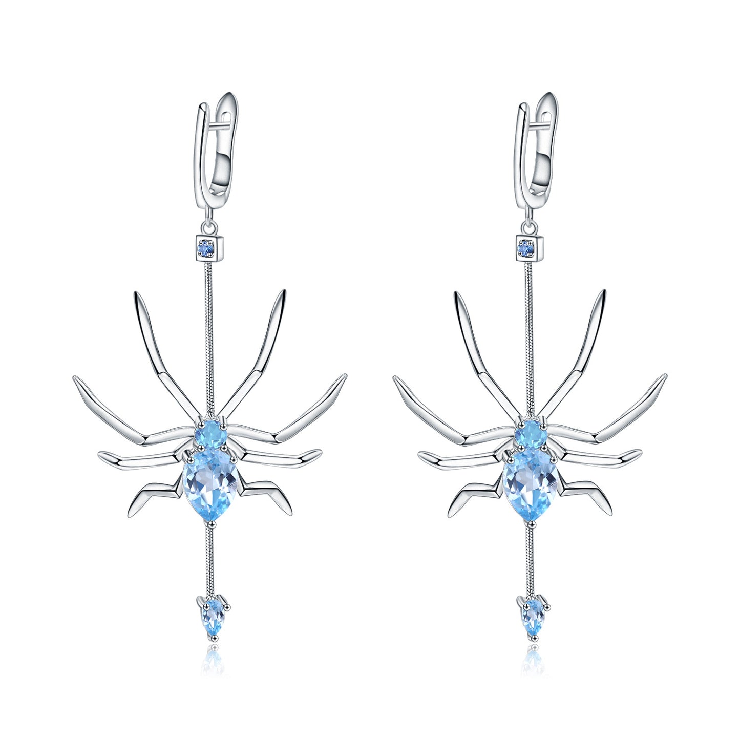 Insect Series Designer Earrings Spider-shaped design s925Sterling Silver Natural Topaz Earrings