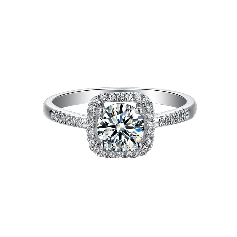 Fashion Straight Arm Luxury Square Moissanite Ring for Women s925Sterling Silver Inlaid Gemstone1Carat Moissanite Ring