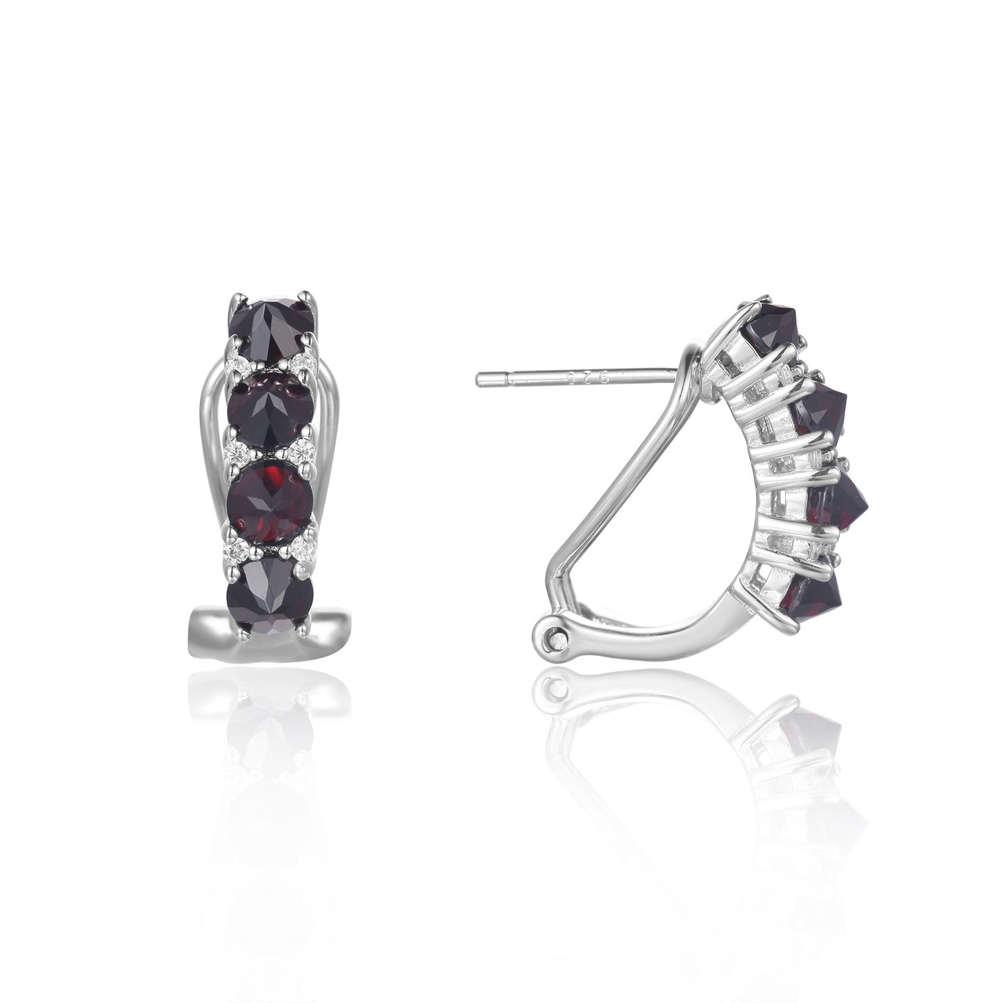 Unique Zircon Earrings Silver Ear Jewelry s925Sterling Silver Inlaid Natural Black Garnet Stud Earrings Spring Summer New Style