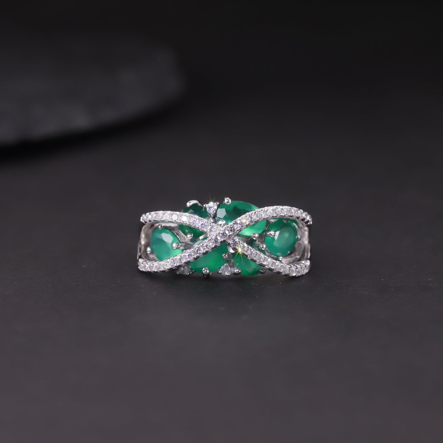 Natural Topaz Ring s925Silver Cluster Inlaid Green Chalcedony Garnet Peridot Gemstone Ring