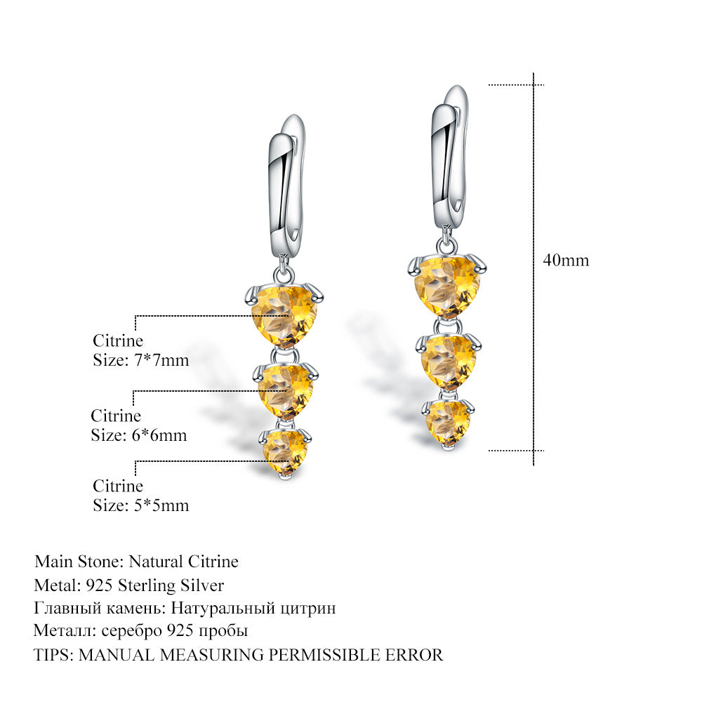 Natural Stone Earrings Holiday Gift Retro Inlaid Gemstone s925Silver Amethyst Earrings Jewelry