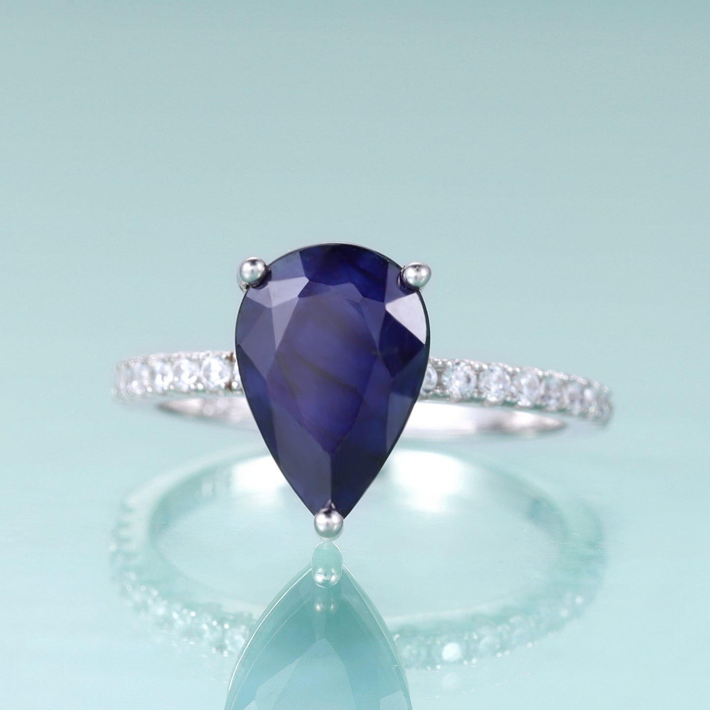 Minimalist Pear-Shaped Gemstone Ring7*9mm Drop-Shaped s925Silver Inlaid Colorful Gemstone Ring Stackable Wedding Ring