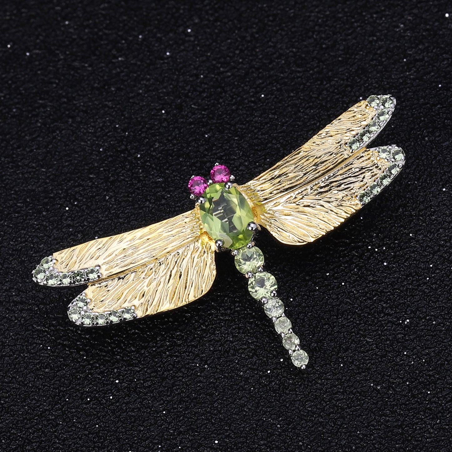 Designer Model Natural Colored Gems Brooch Dragonfly Design Classical Dignified s925Silver Natural Garnet Brooch