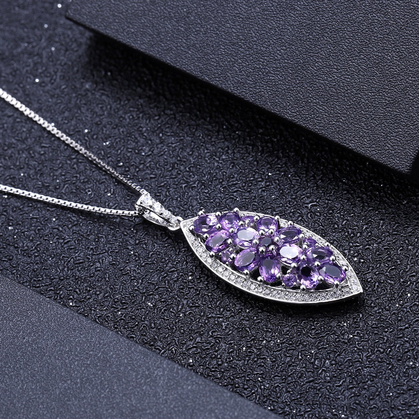Luxurious High-End Natural Amethyst Pendant Fashionable Design s925Sterling Silver Gemstone Necklace Pendant