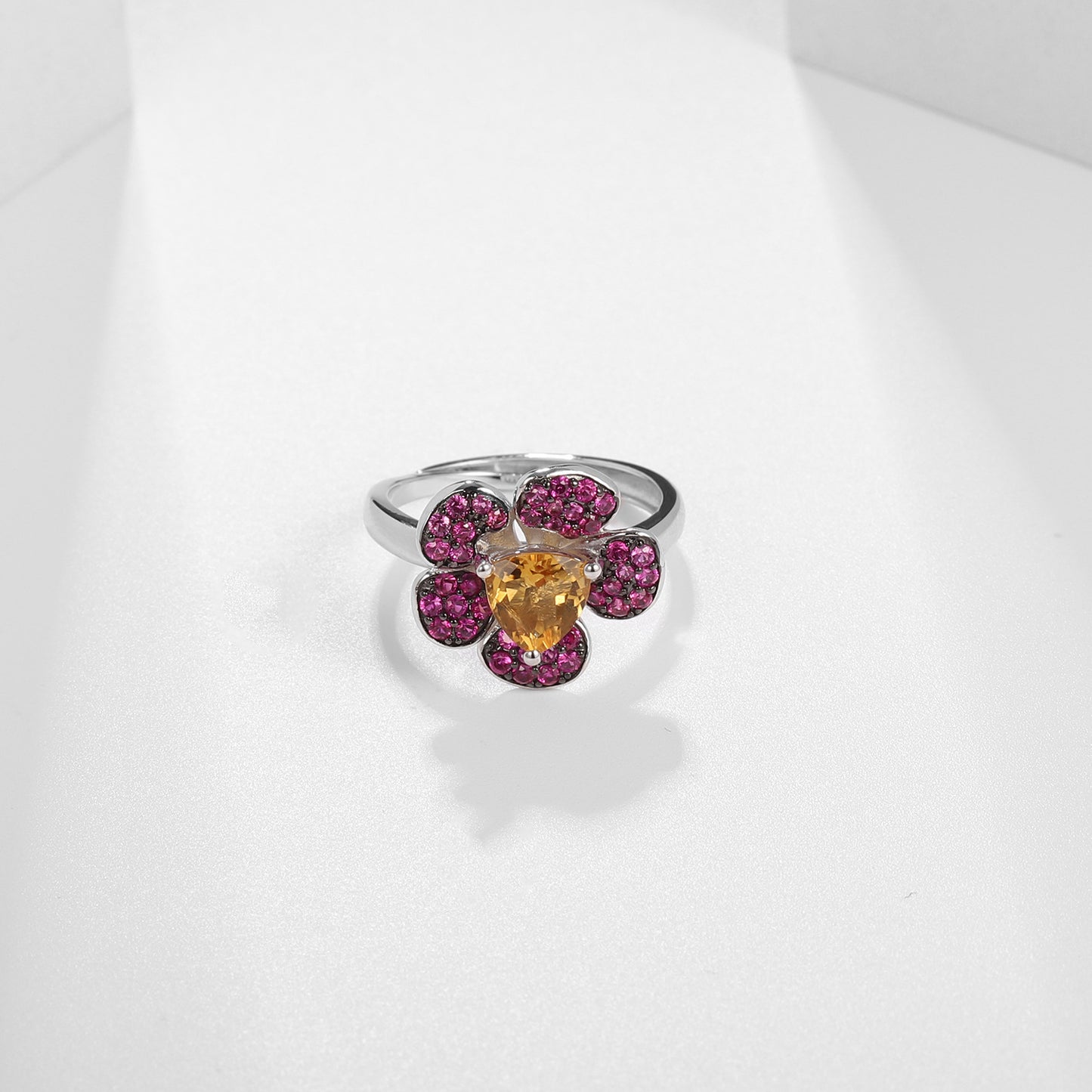 Designer Gemstone Ring Adjustable Flowers Bloom with a Sense of Sophistication s925Silver Natural Amethyst Ring