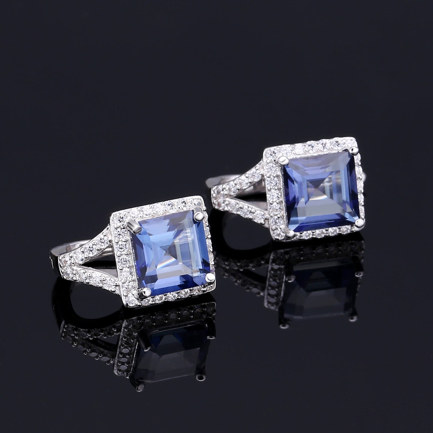 Fashionable Light Luxury Colorful Gemstone Earrings Unique and Elegant s925Silver Inlaid Coated Crystal Stud Earrings