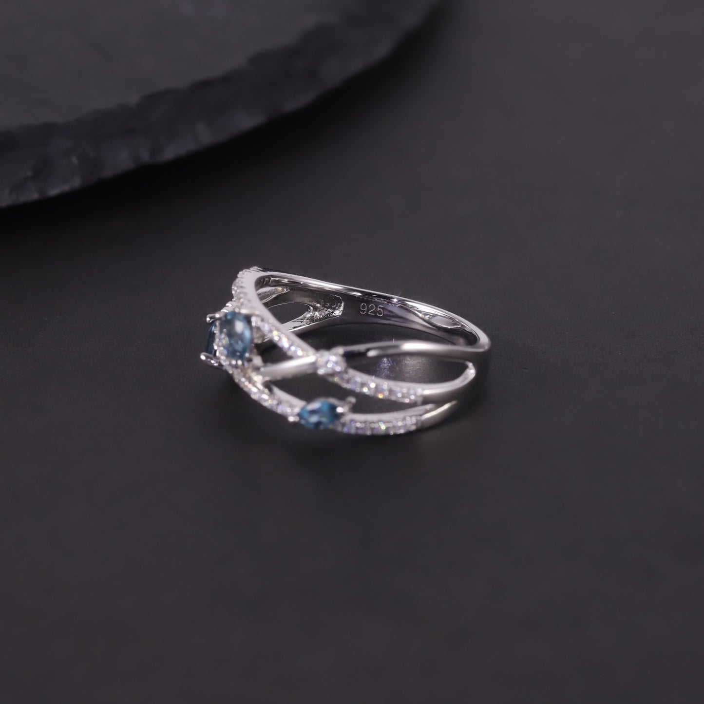 Niche Design Branch Natural Topaz Ring Cluster Setting s925Sterling Silver Green Chalcedony Color Gemstone Ring for Men and Women