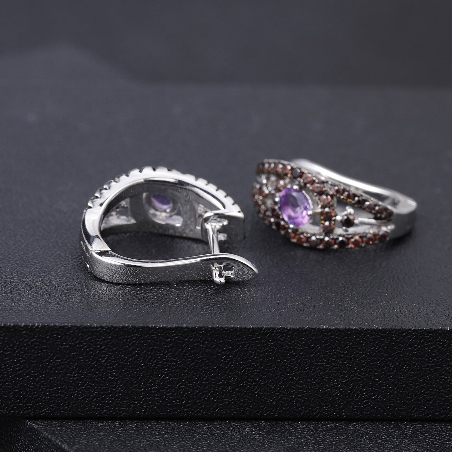 Luxurious and High-end Natural Amethyst Earrings from the Prosperous Series925Silver Inlaid Gemstone Stud Earrings