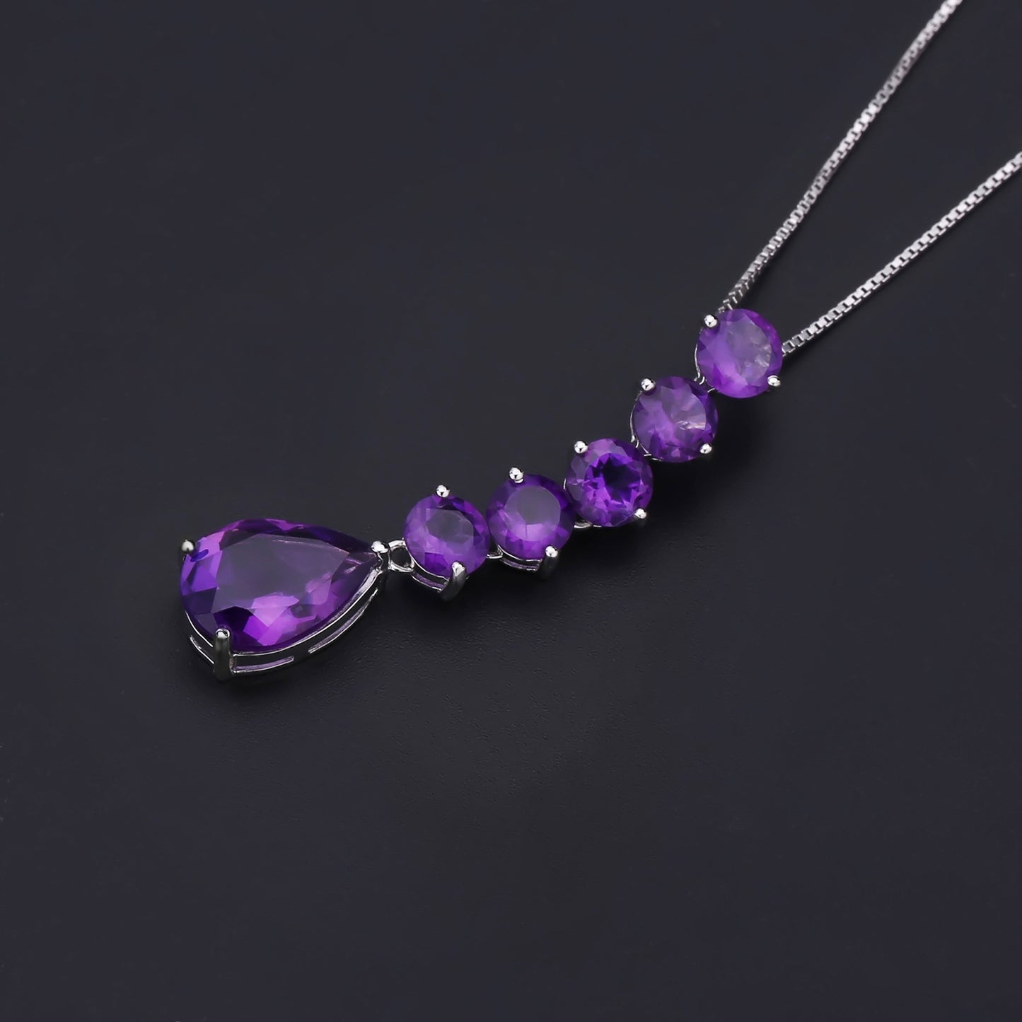 Luxurious High-End Natural Amethyst Pendant Supply s925Silver Inlaid Natural Gemstone Necklace Pendant