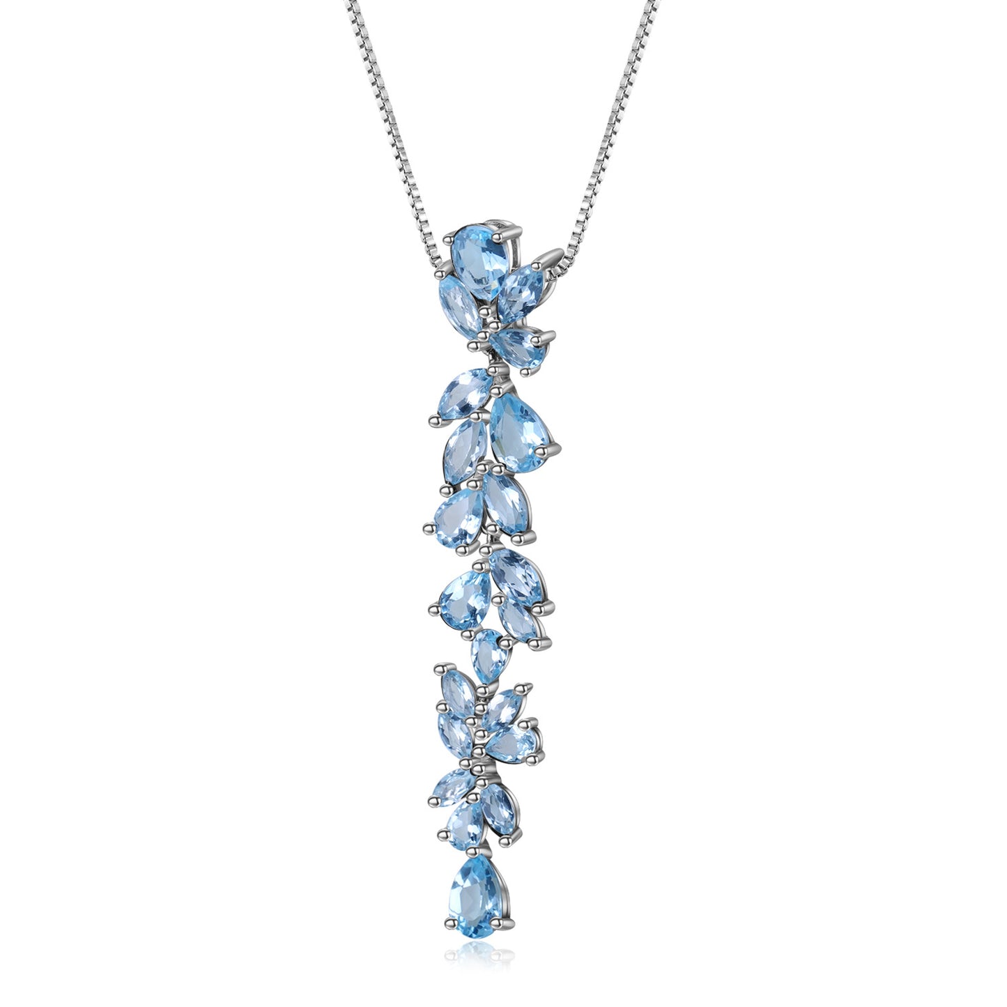 Natural Topaz Stone Sterling Silver Necklace Unique Gemstone String Design925Silver Natural Gemstone Necklace Pendant