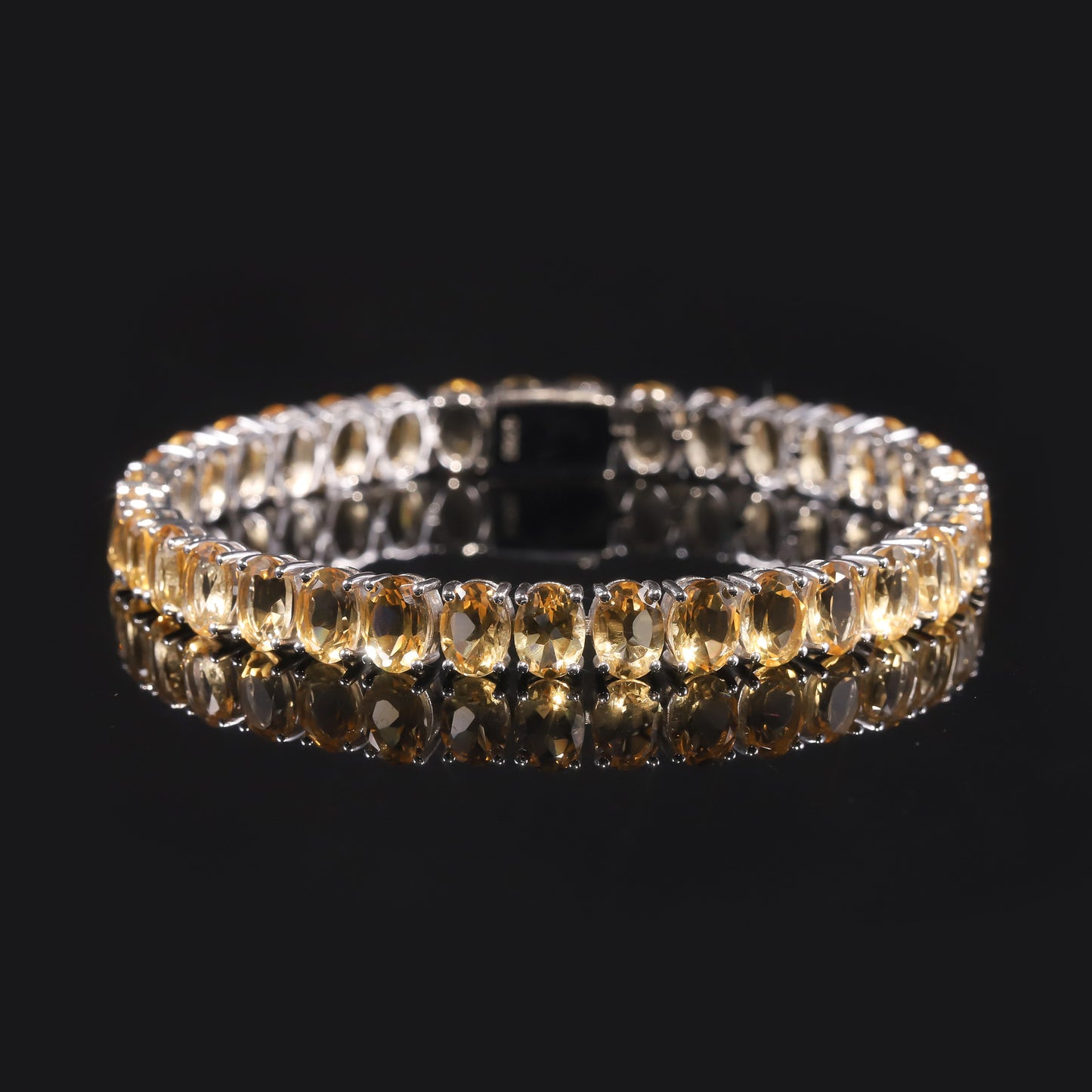Gemstone Tennis Chain Oval High Quality s925New Style Pure Silver Inlaid Natural Yellow Crystal Bracelet