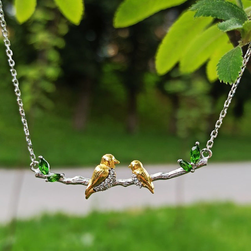 Designer High-End Pendant Bird Natural Style Design s925Silver Natural Gemstone Necklace Pendant