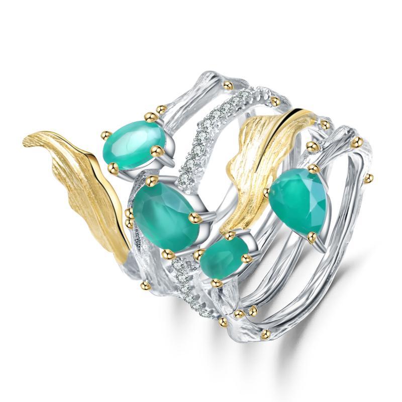 Colorful Gemstone Hand Jewelry Original Design Vine Niche Ring925Sterling Silver Topaz Crystal Natural Ring