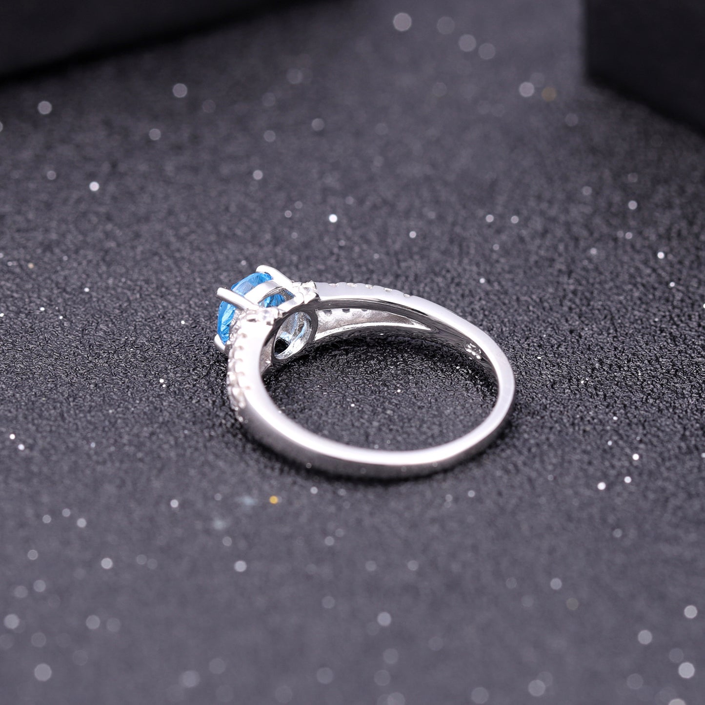 Fashionable Light Luxury Natural Topaz Sapphire Ring for Women Classic Simple s925Sterling Silver Inlaid Natural Gemstone Ring