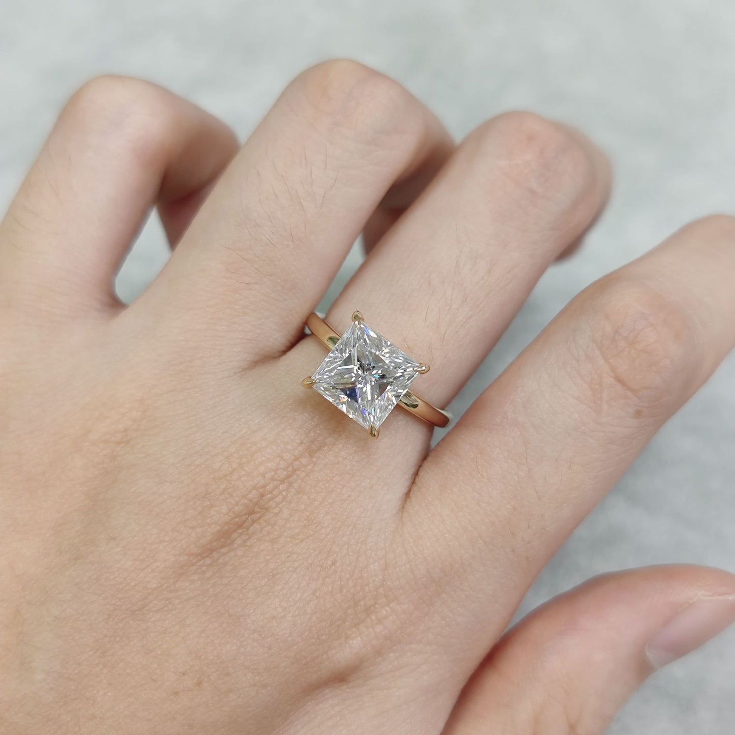 Brilliant Square3.5Carat Moissanite Wedding Ring Pure9/10/14/18k Gold Yellow Gold Ring New Style