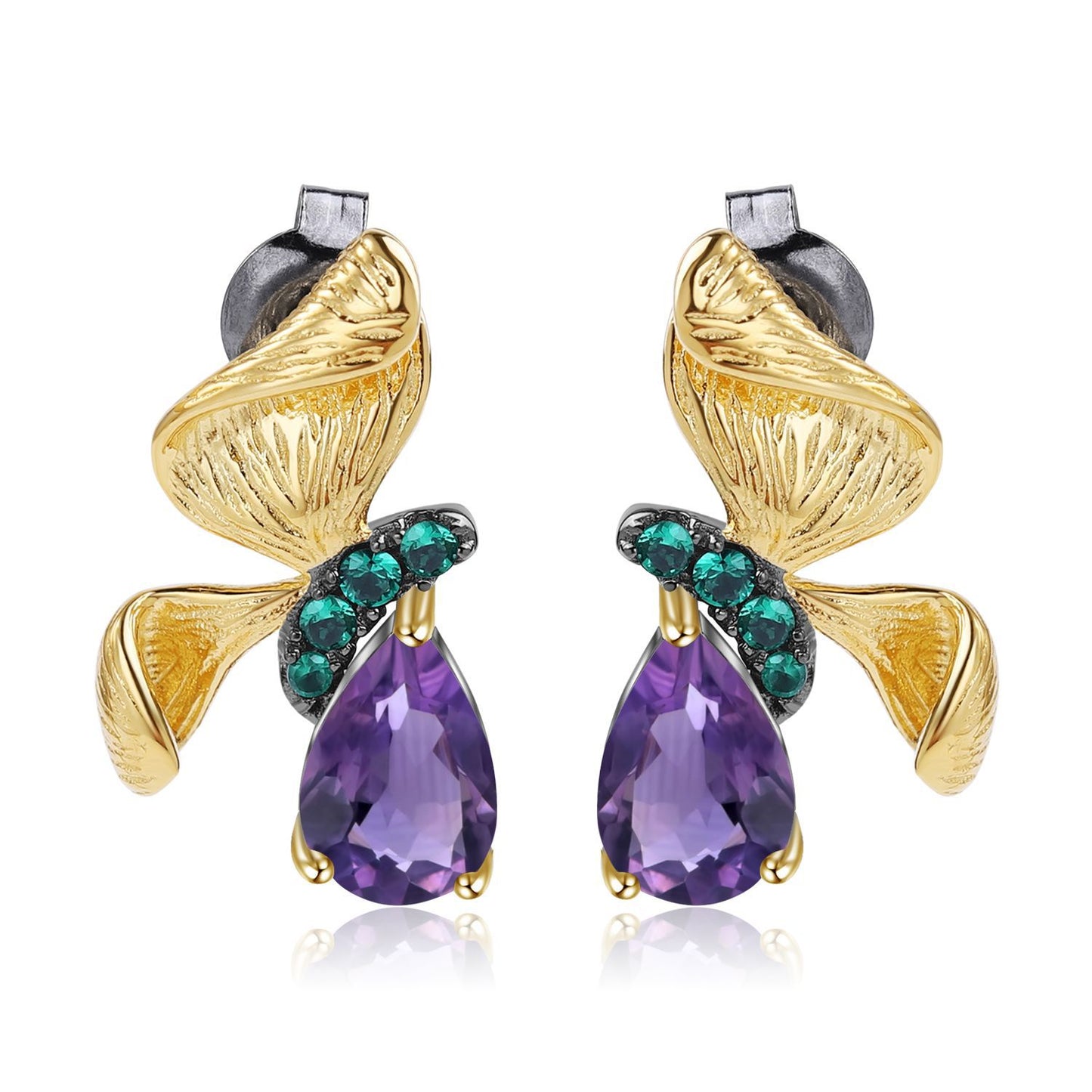 Secret Garden Designer Butterfly Earrings Natural Wind s925Silver Natural Gemstone Amethyst Earrings Drop Earrings