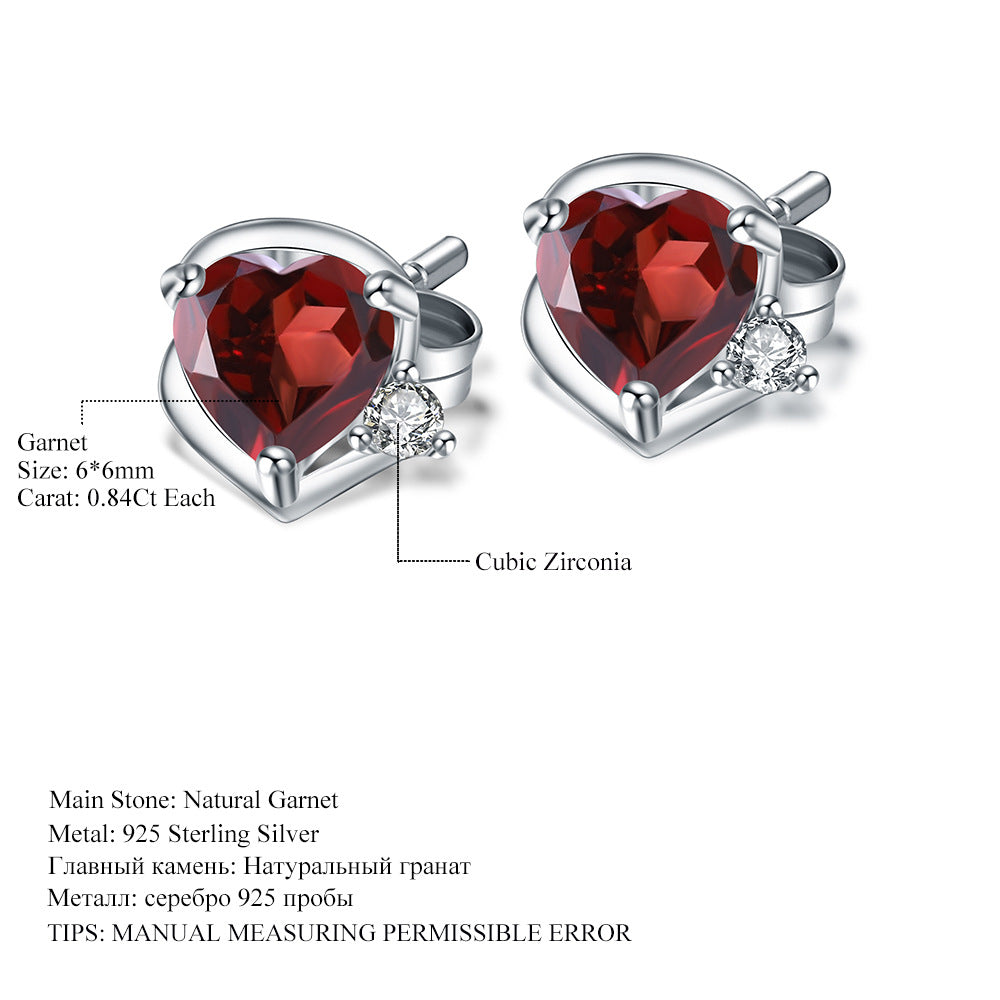 Natural Citrine Heart-Shaped Earrings Fashionable and Simple Style with Elegant Charm s925Silver Inlaid Natural Gemstone Earrings