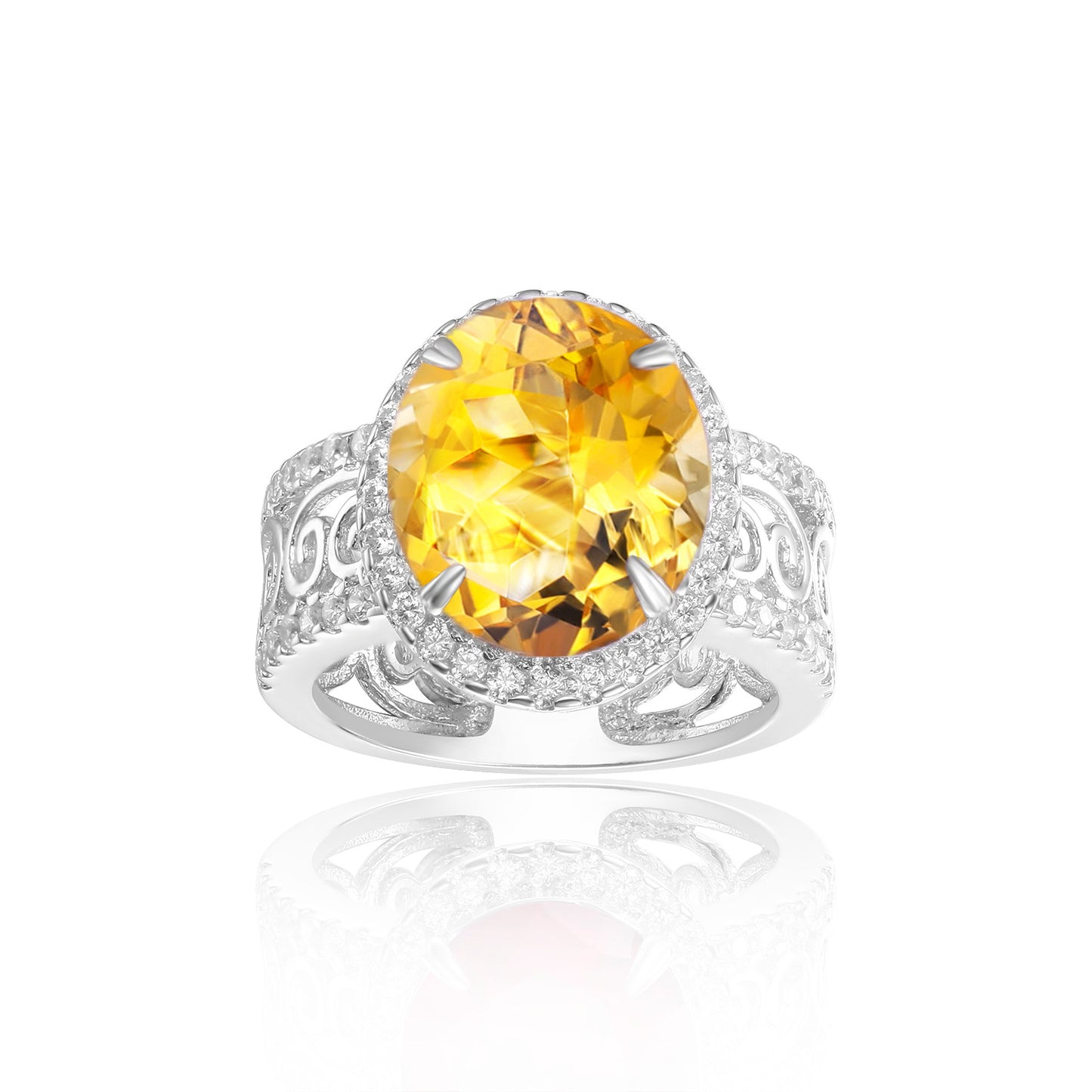 Luxurious Design s925Silver Inlaid Natural Topaz Ring High-end Jewelry Natural Gemstone Ring