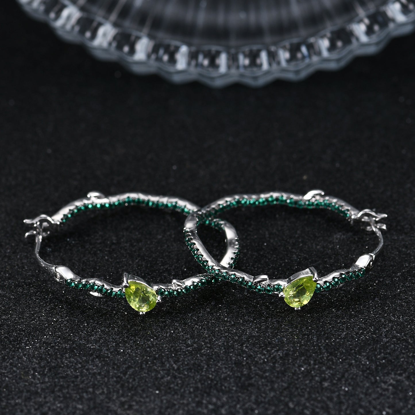 Natural Style Plant Sapphire Set Natural Peridot s925Sterling Silver Ring Earrings Amethyst Jewelry Set