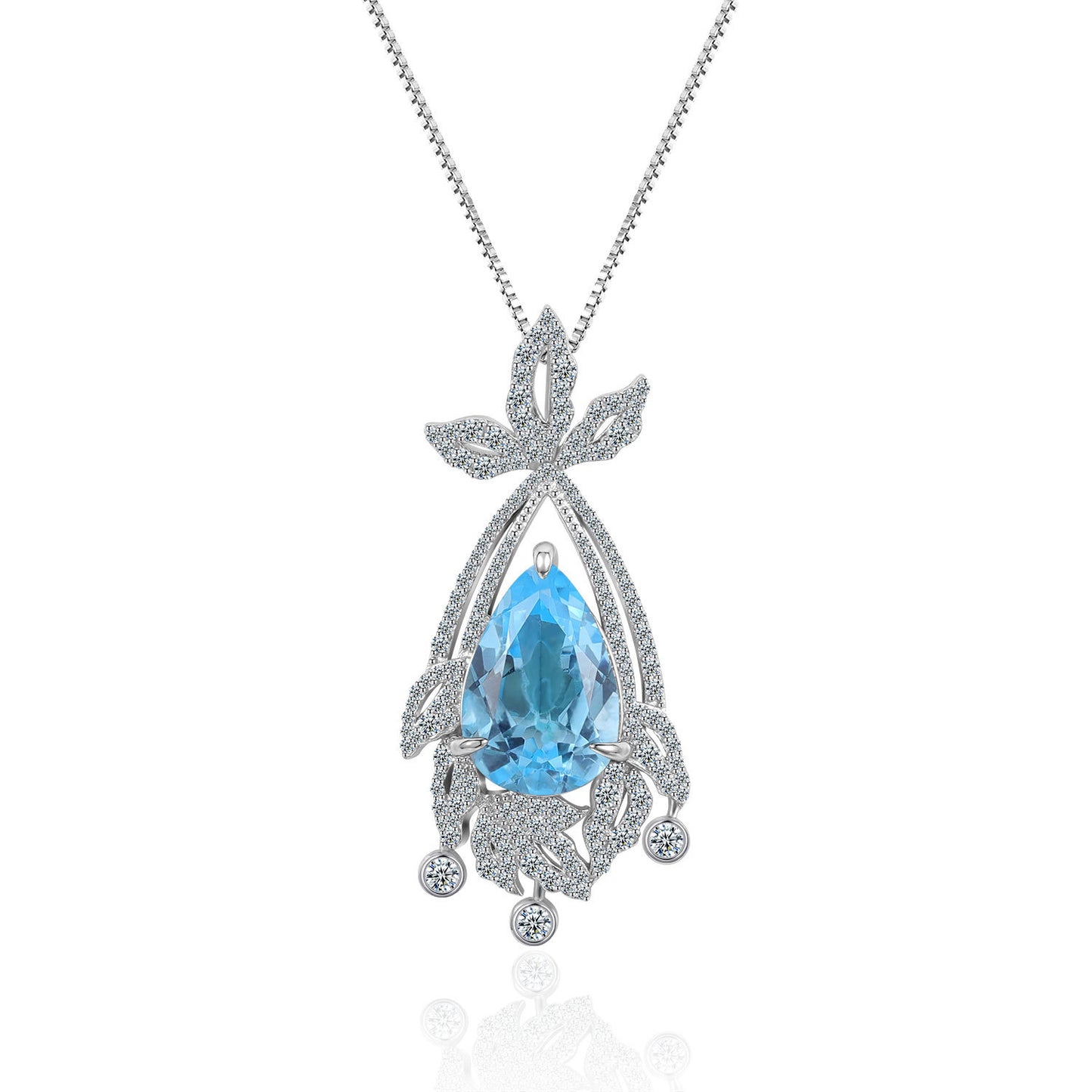 Original Design Natural Topaz Necklace10Carat Pendant s925Sterling Silver Inlaid Yellow Amethyst Luxurious Necklace