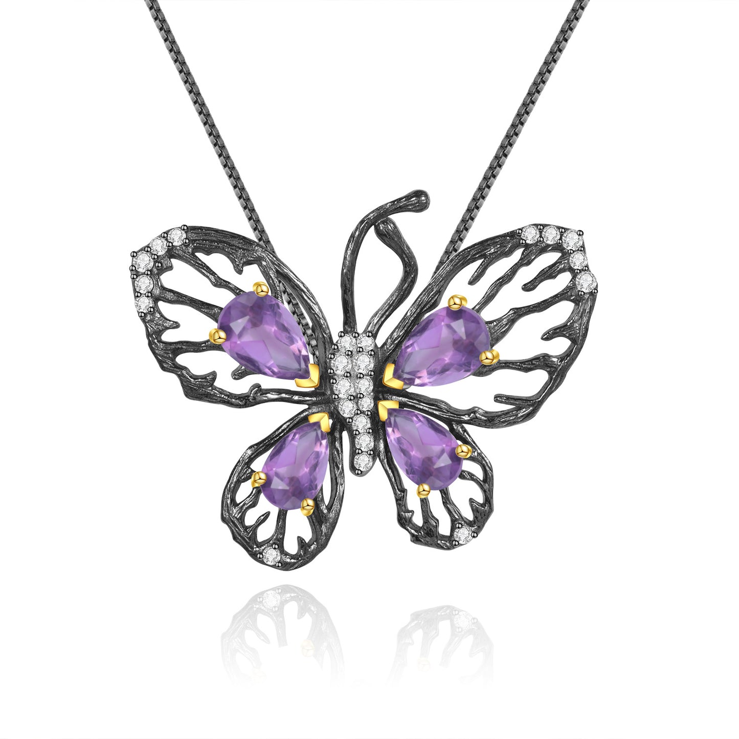 Designer Natural Garnet Butterfly Pendant Luxurious High-end Feel925Silver Natural Gemstone Necklace Pendant