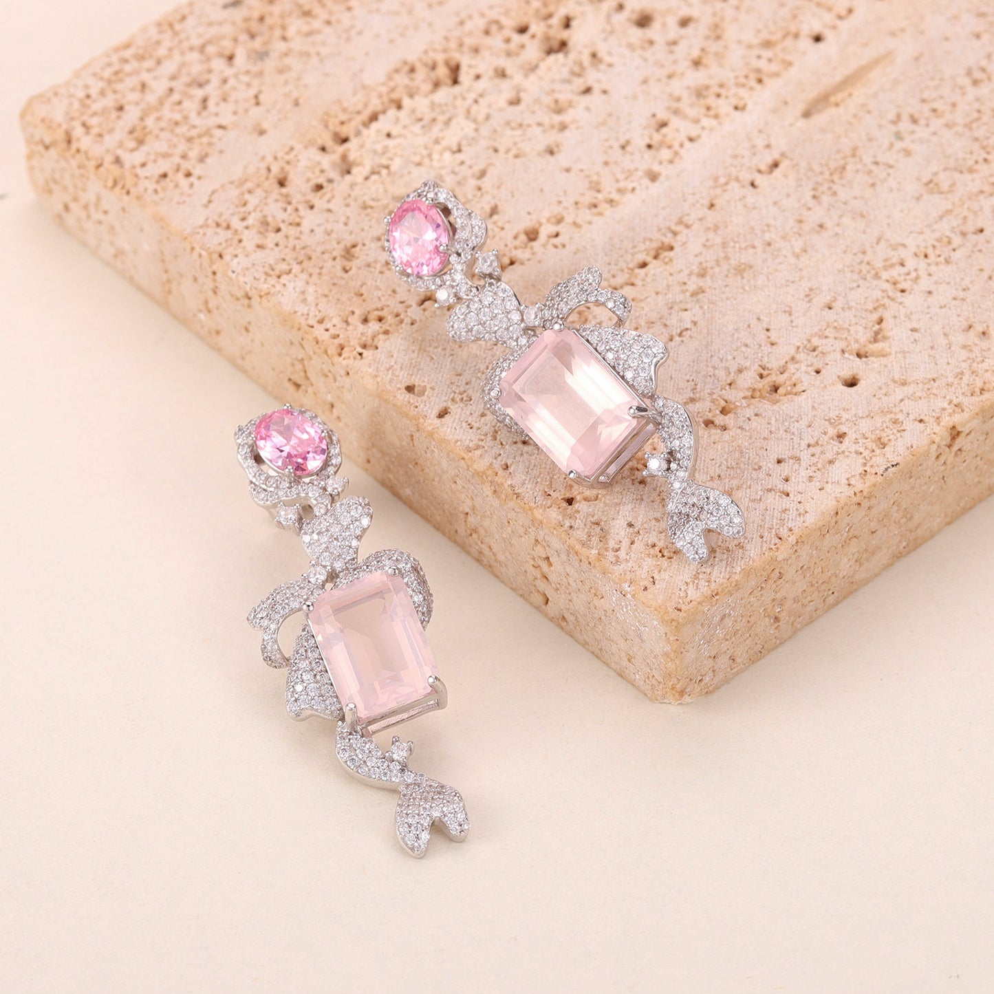 Unique Design Natural Topaz Earrings s925Sterling Silver Inlaid Purple Yellow Pink Crystal Large Carat Gemstone Earrings