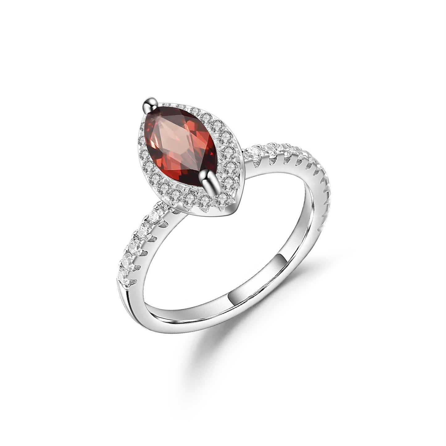 Marquise-shaped Candy-colored Ring s925Sterling Silver Ring Set with Natural Sapphire Garnet5*10mm Ring Topaz