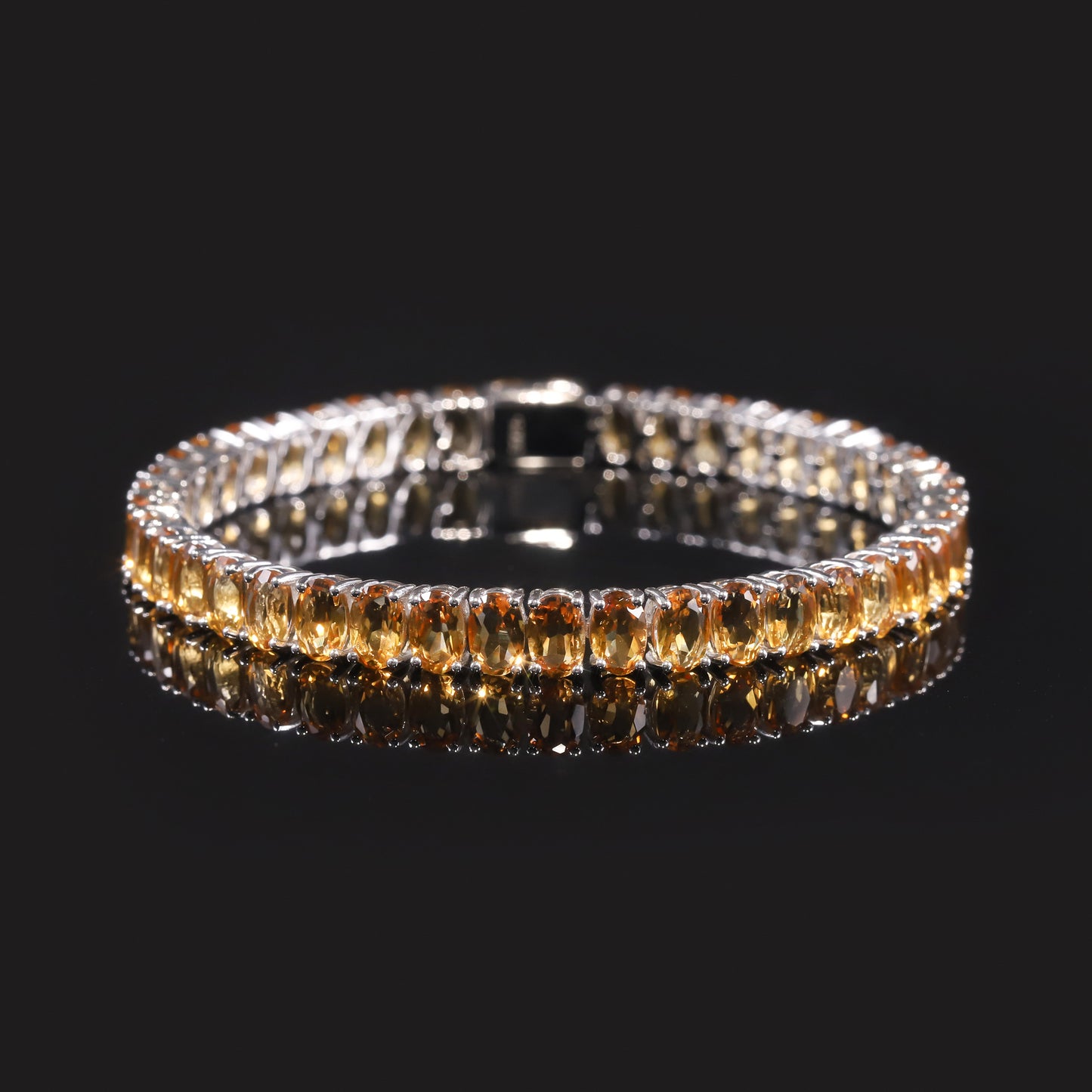 Gemstone Tennis Chain Oval High Quality s925New Style Pure Silver Inlaid Natural Yellow Crystal Bracelet