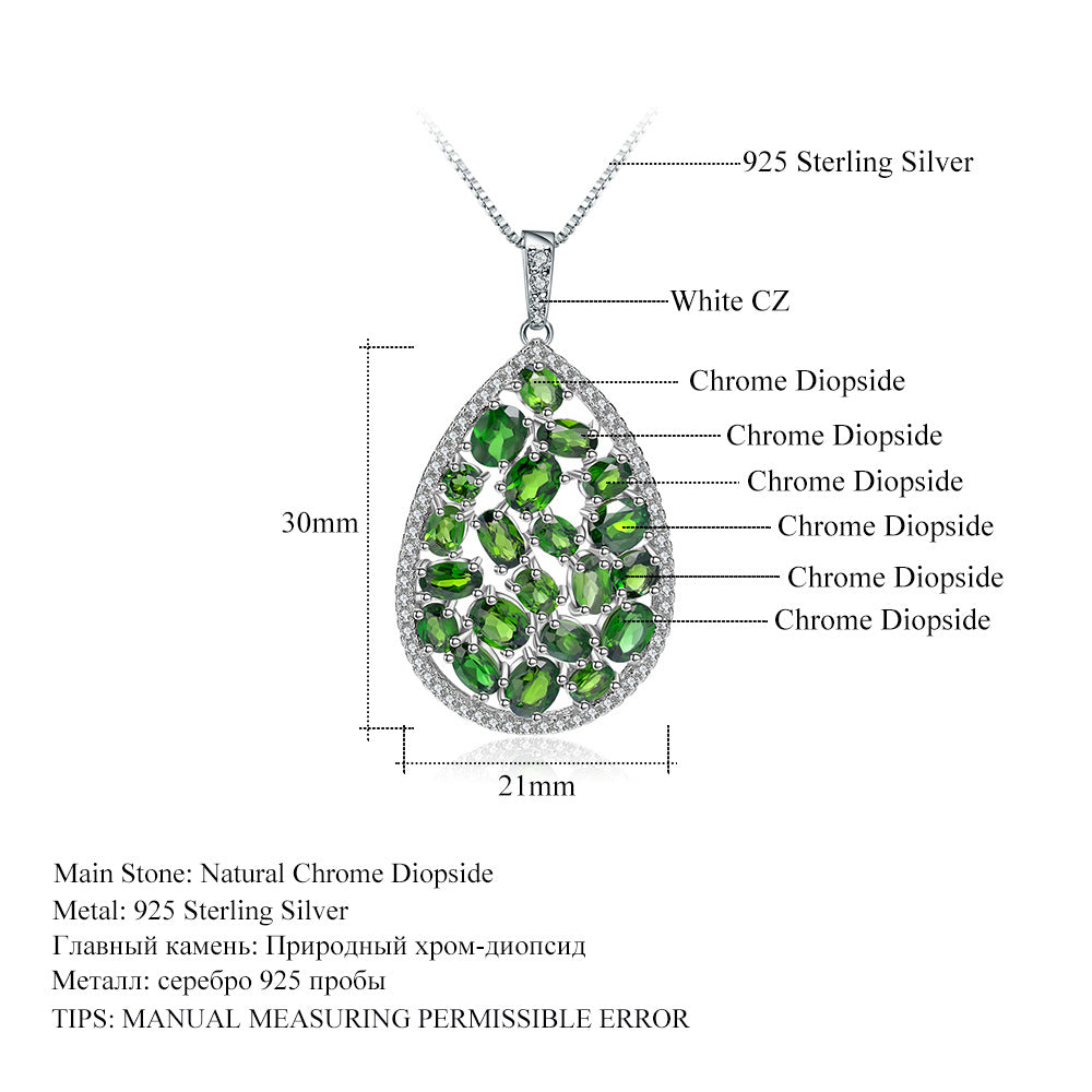 New Natural Tourmaline Pendant Necklace Niche ins Design s925Silver fashion Natural Gemstone Necklace
