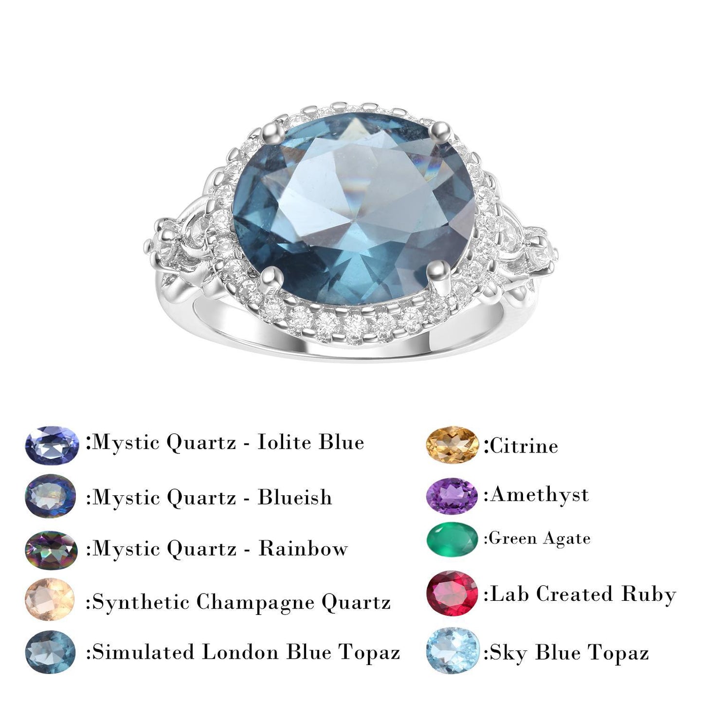 Luxurious Design Gemstone Ring for Women Vintage Fashion s925Sterling Silver Inlaid Colorful Crystal Ring