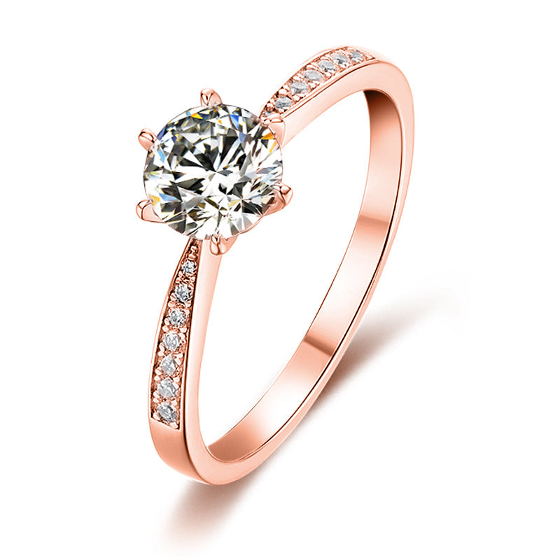 D Color1Carat Moissanite Six-Prong Wedding Ring High-End Feel Full Body9/10/14/18k Gold Rose Gold Yellow Gold Ring