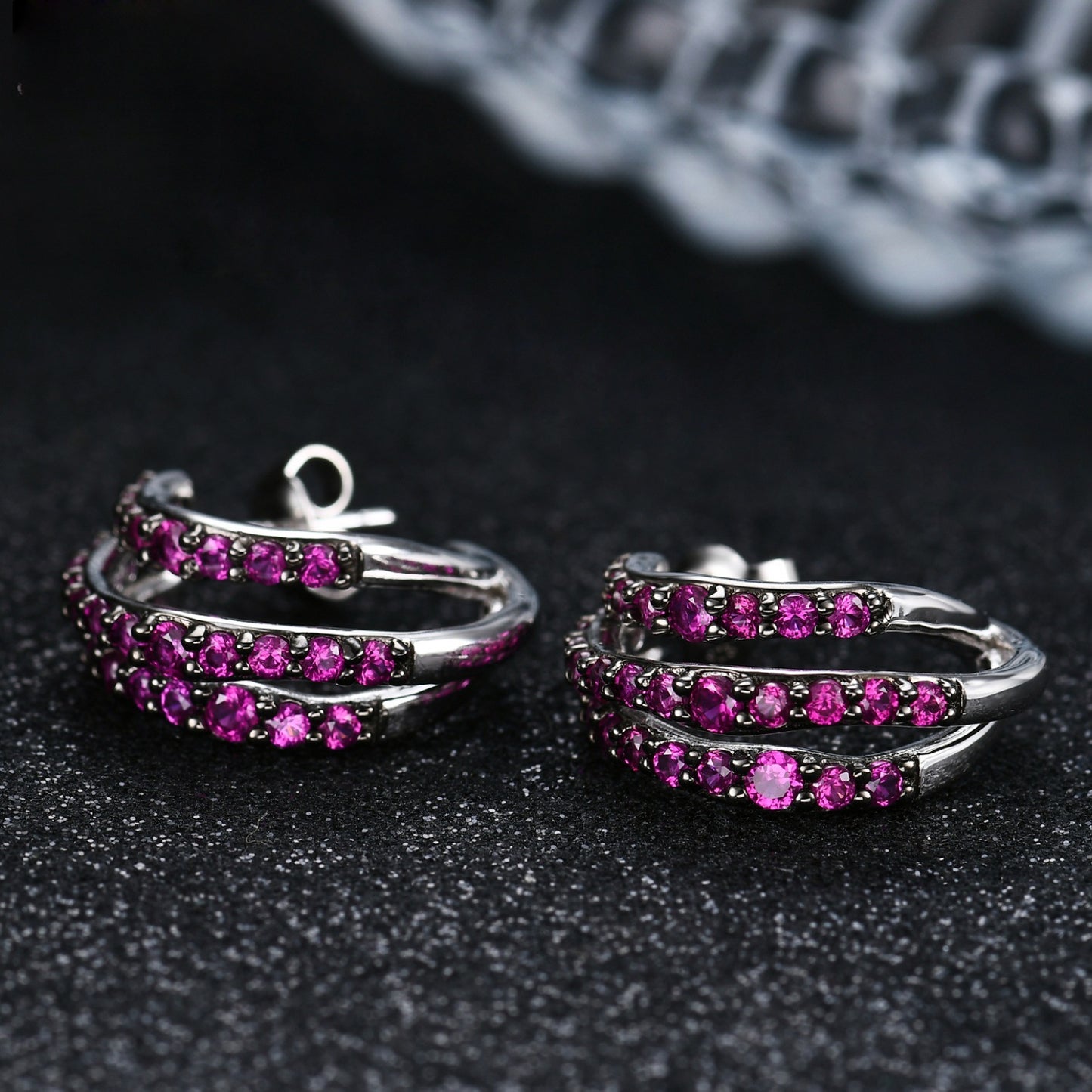 French Style Fashion Romantic Retro Designer Earrings s925Silver Inlaid Colorful Gemstone Stud Earrings