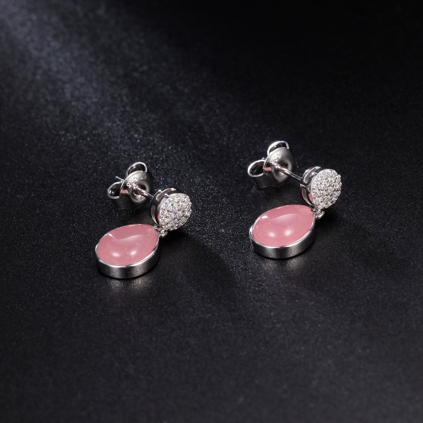 New Luxury Jewelry Accessories Pink Crystal Gem Earrings French Romance s925Silver Inlaid Natural Gemstone Earrings