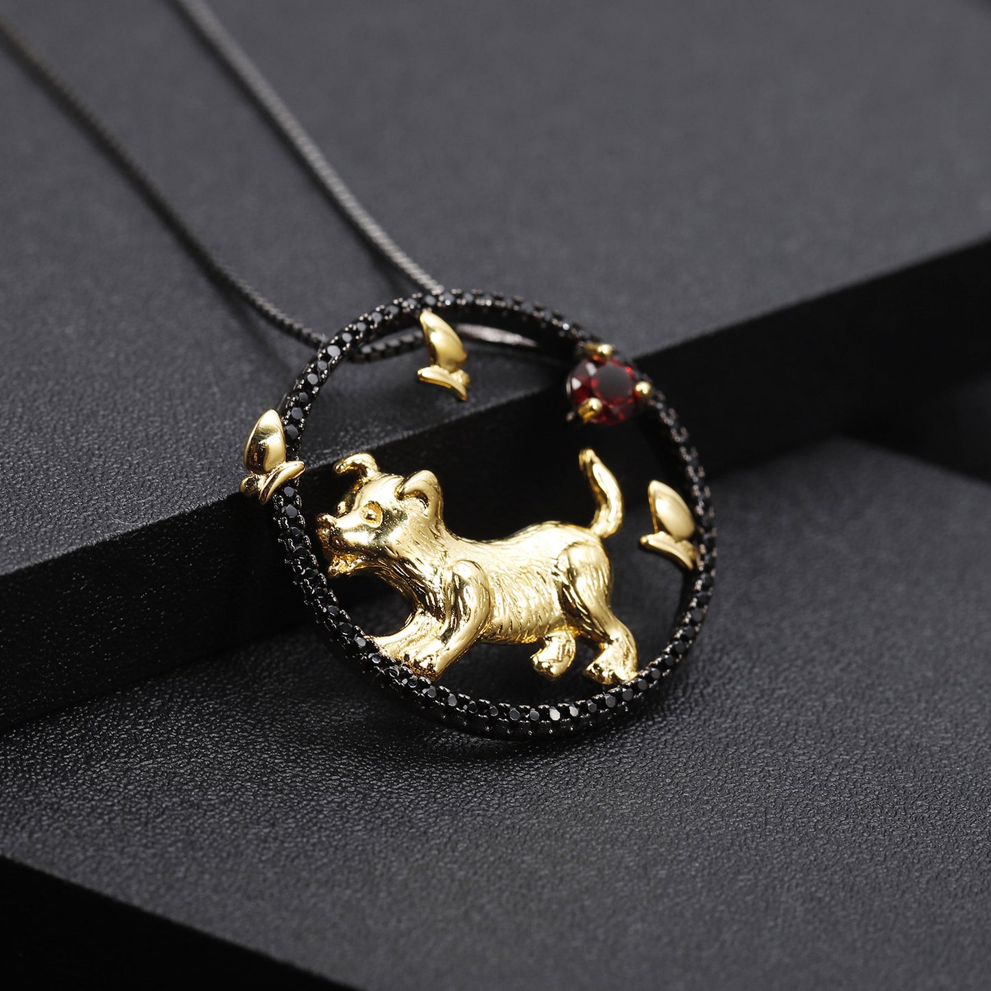 Designer Chinese Style Element Pendant Twelve Zodiac Series Dog 925Silver Natural Gemstone Necklace Pendant
