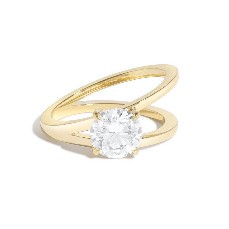 Double Ring Niche High-end s925Sterling Silver Ring Gold Plated1Carat Moissanite Ring