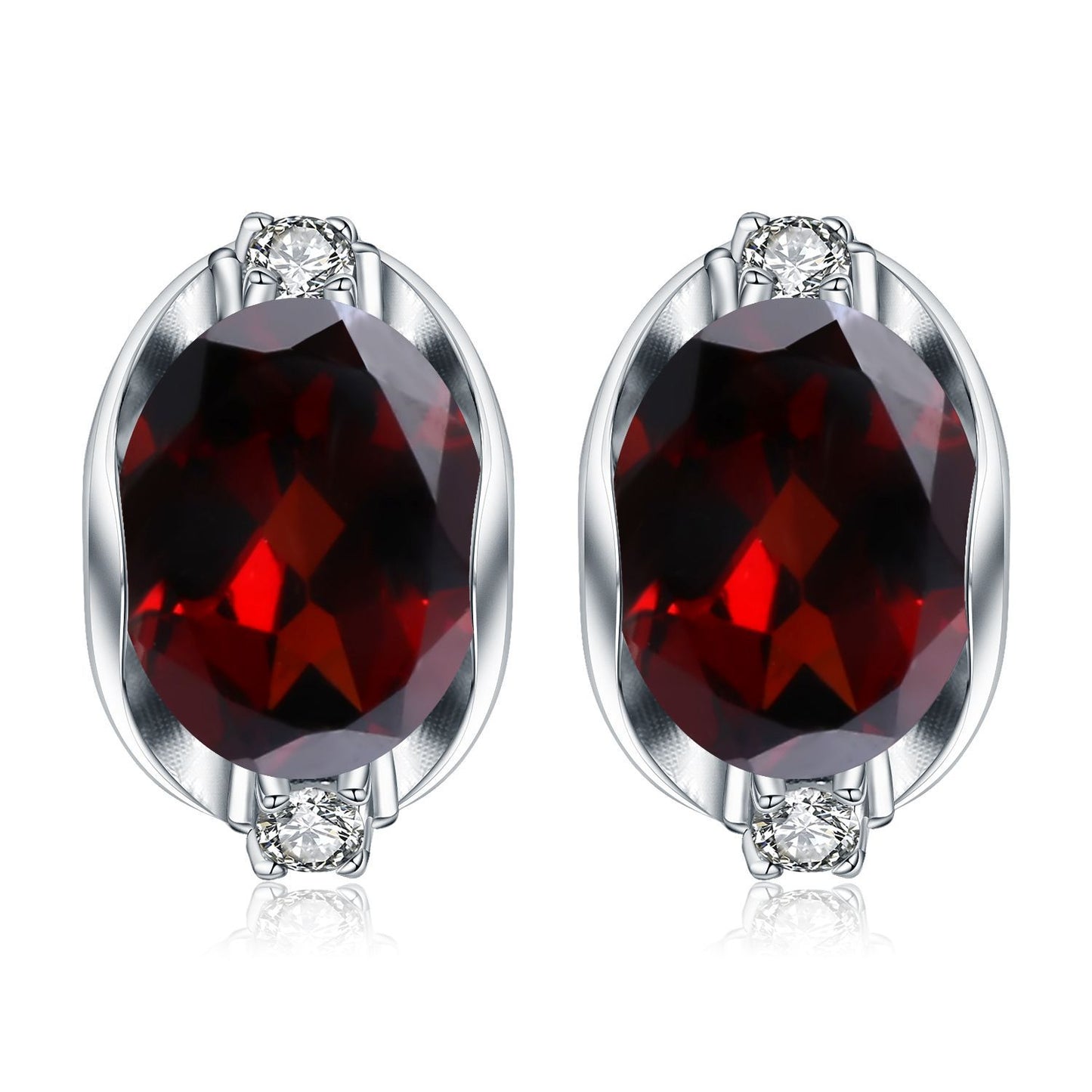 Natural Garnet Earrings Fashionable Light Luxury Simple s925Silver Inlaid Natural Gemstone Sapphire Earrings