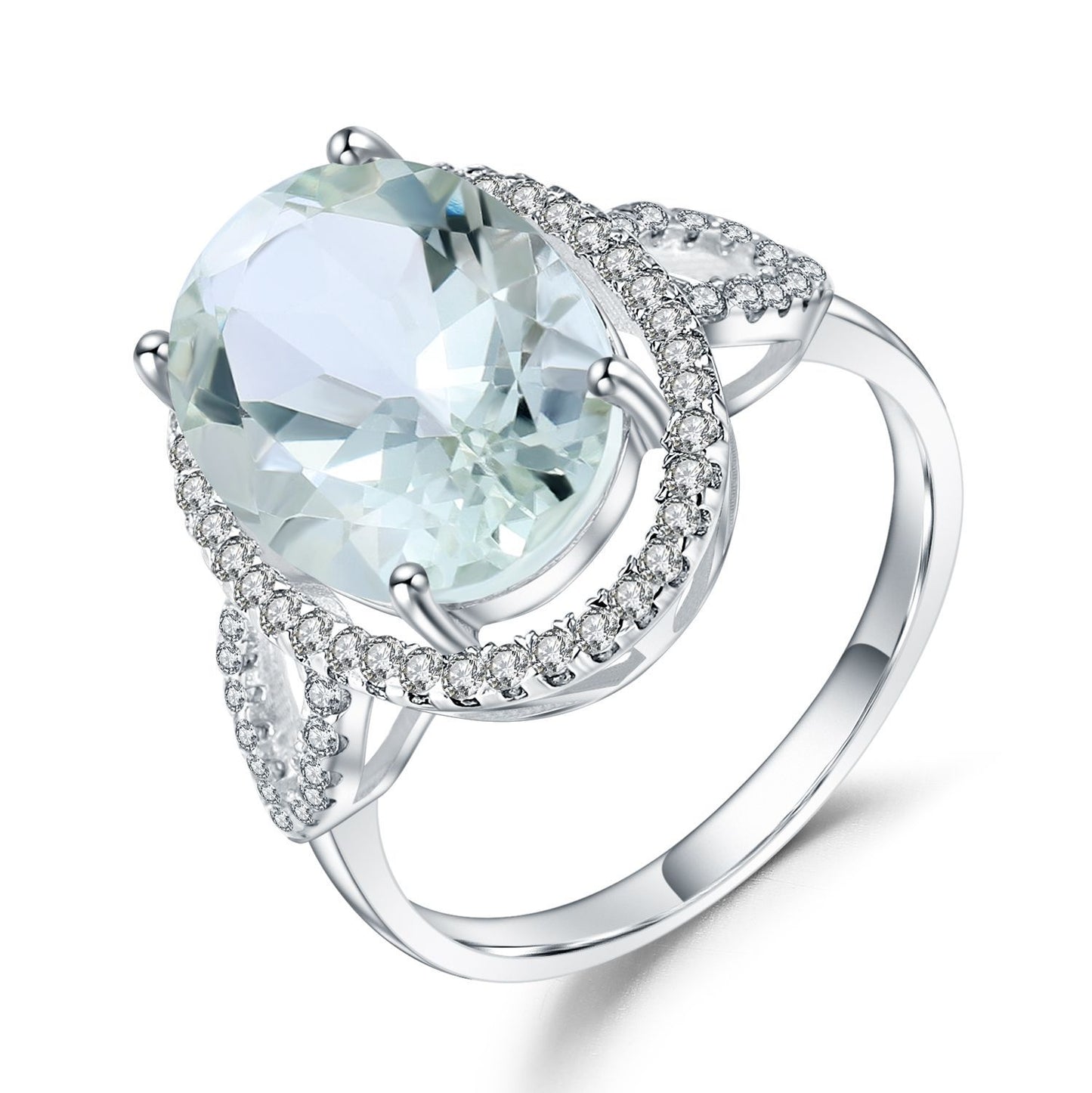 Luxurious Gemstone Green Amethyst Ring Elegant and Noble Personality s925Silver Inlaid Natural Gemstone Ring