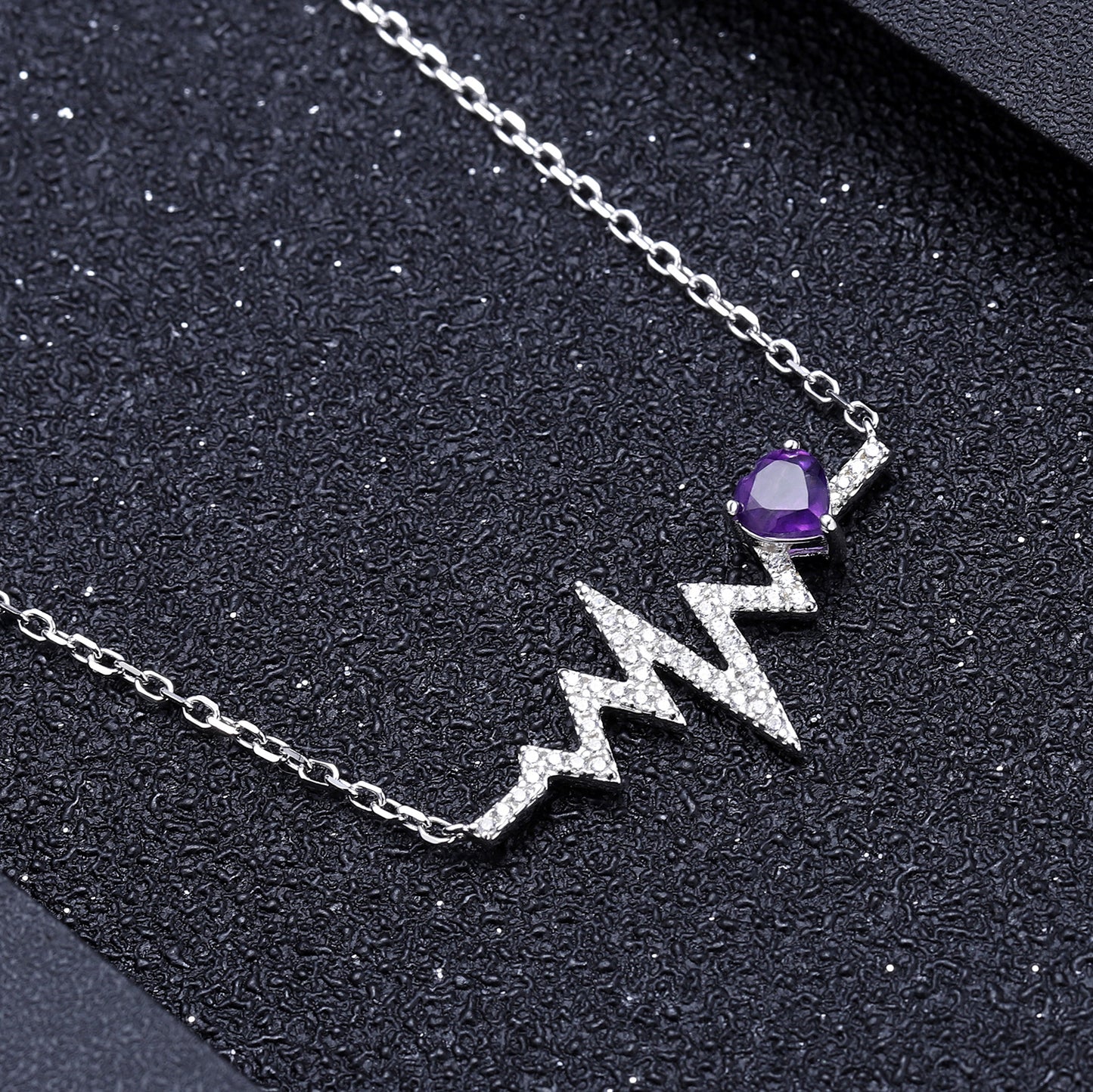 925Sterling Silver Gemstone Necklace Fashionable Versatile Natural Topaz Crystal Garnet Heartbeat Miracle Necklace
