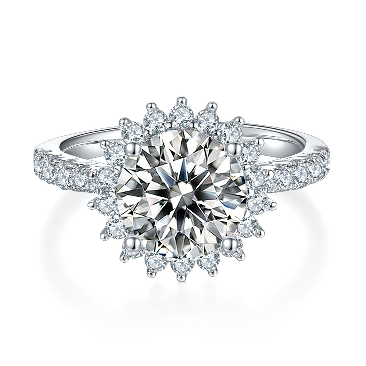 New Sunflower Natural Style Belt GRA Certificate Moissanite Ring s925Sterling Silver Inlaid1Carat Moissanite Ring