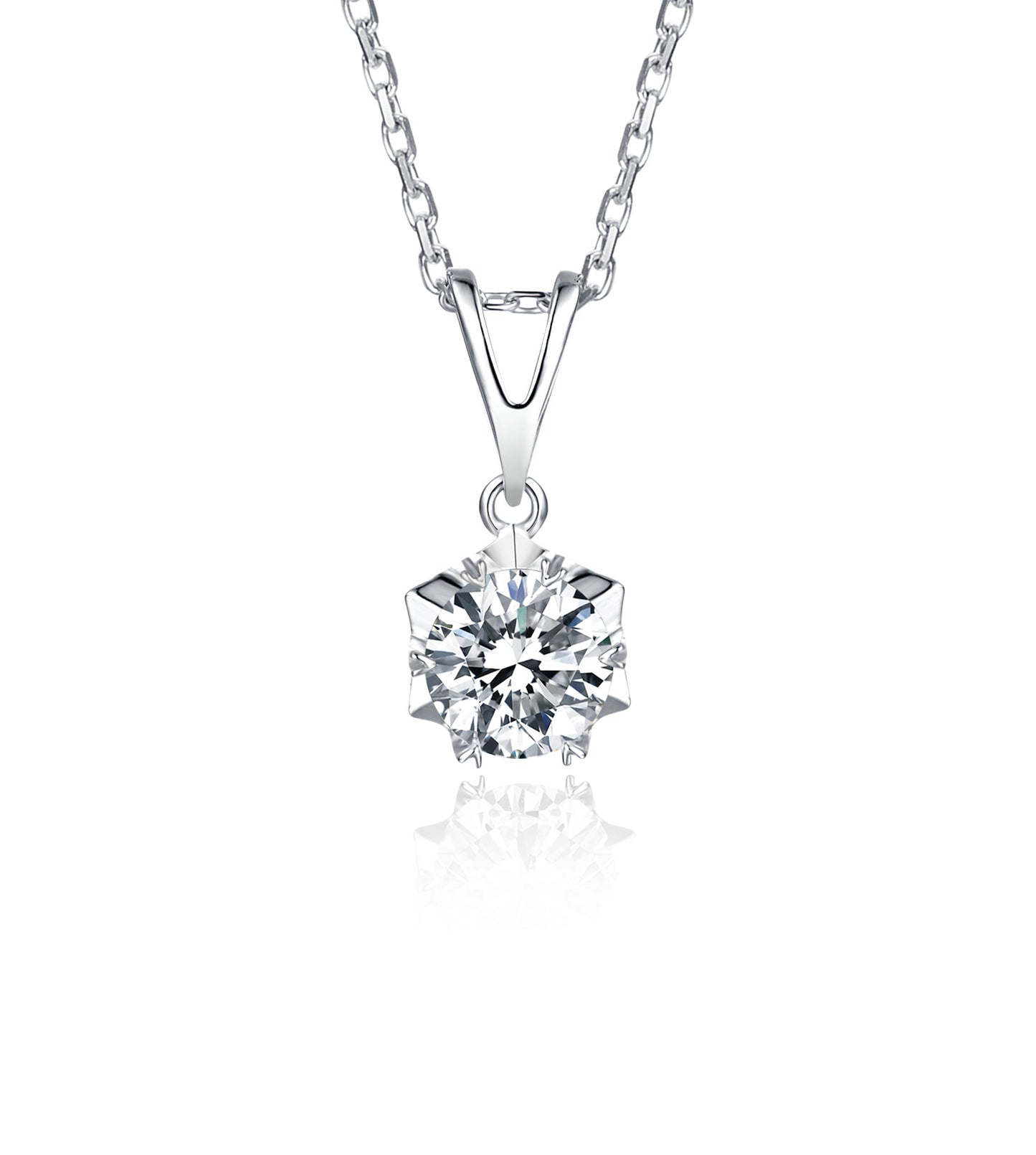 Snowflake Earrings Necklace Set S925Sterling Silver Inlaid with Fire D Color0.5/1Moissanite Gemstone Jewelry Set