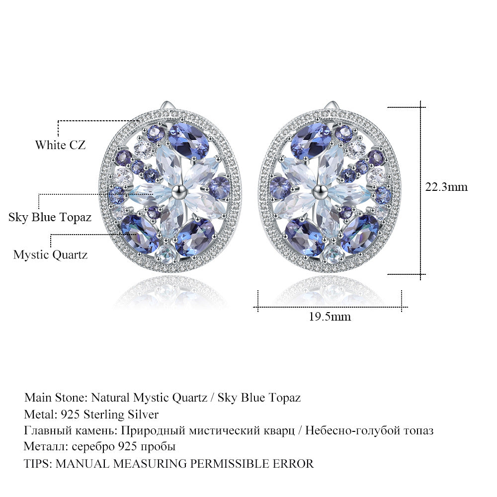 Natural Topaz Stud Earrings Earrings Luxurious and Sophisticated Sense of Personality s925Sterling Silver Natural Gemstone Earrings Eardrops