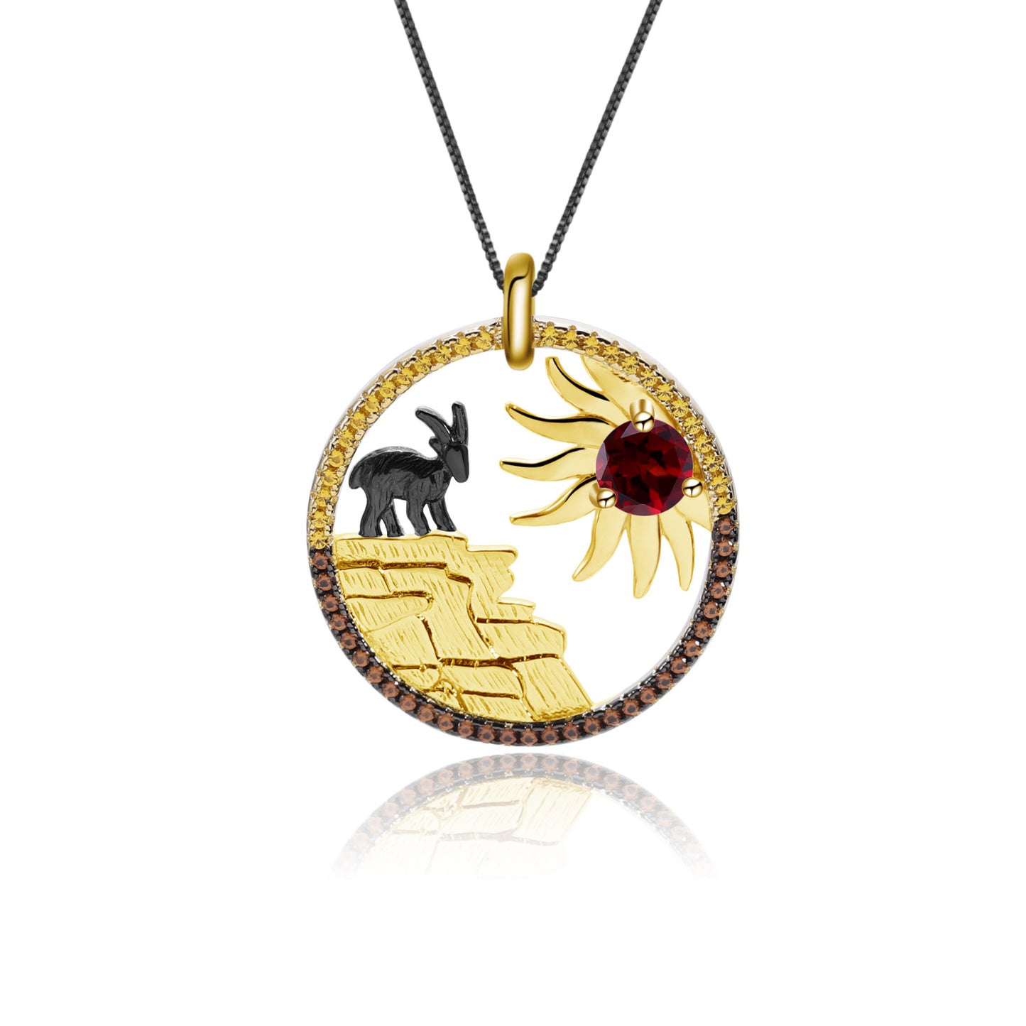 Designer High-Grade Gem Pendant Animal Nature Style Design925Silver Natural Yellow Crystal Necklace Pendant