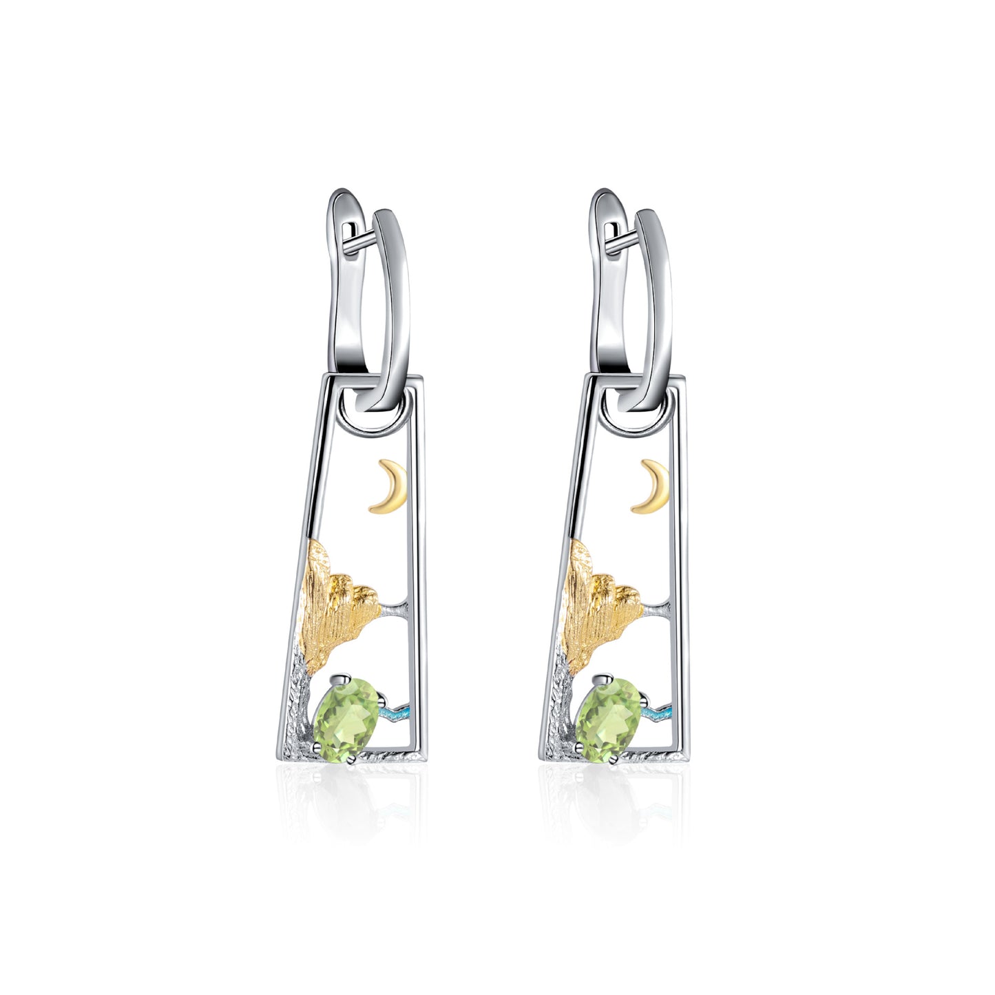Good-looking ins Wind Earrings925Sterling Silver Earrings Natural Topaz Amethyst Peridot Original Design Earrings