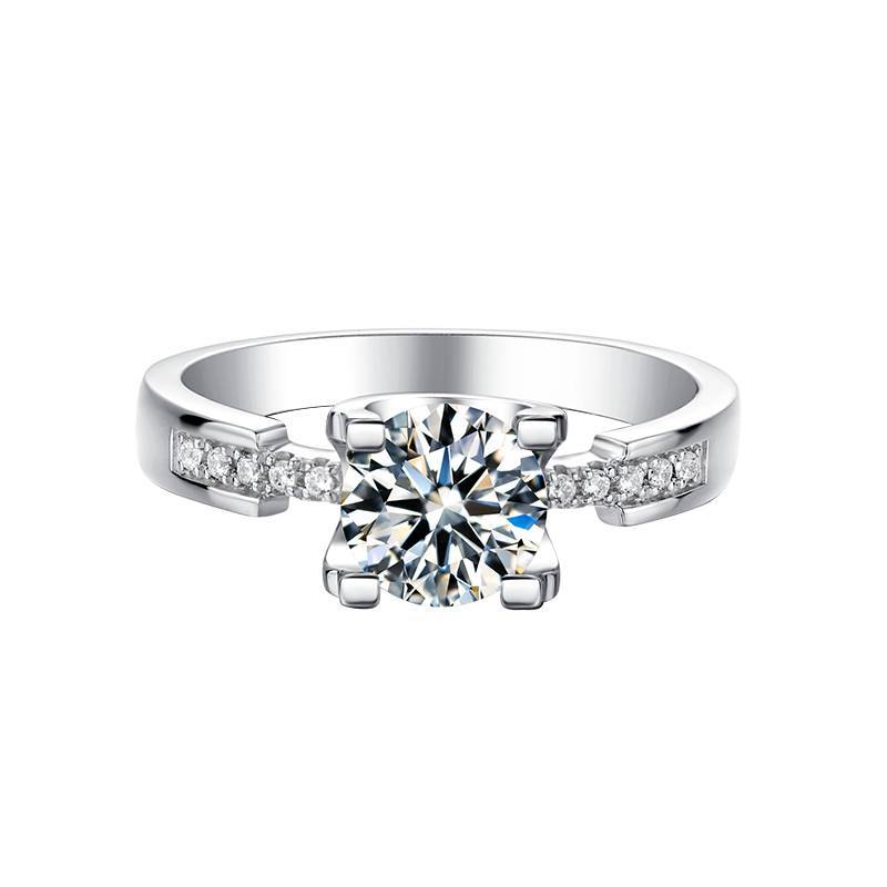 Affordable luxury fashion s925Sterling Silver Inlaid Moissanite Ring Bull Head White Gold Yellow Gold Ring0.5Carat Wedding Ring