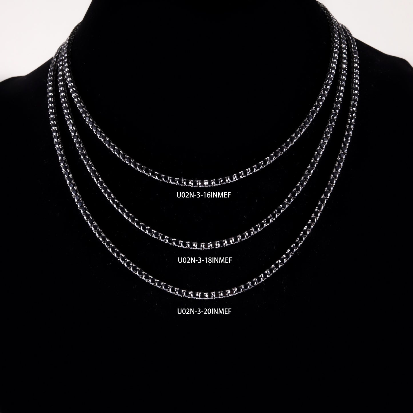 Unique Black Moissanite Necklace s925Sterling Silver2/3/4/5/6/6.5mm Tennis Chain Hip-Hop Dark Style