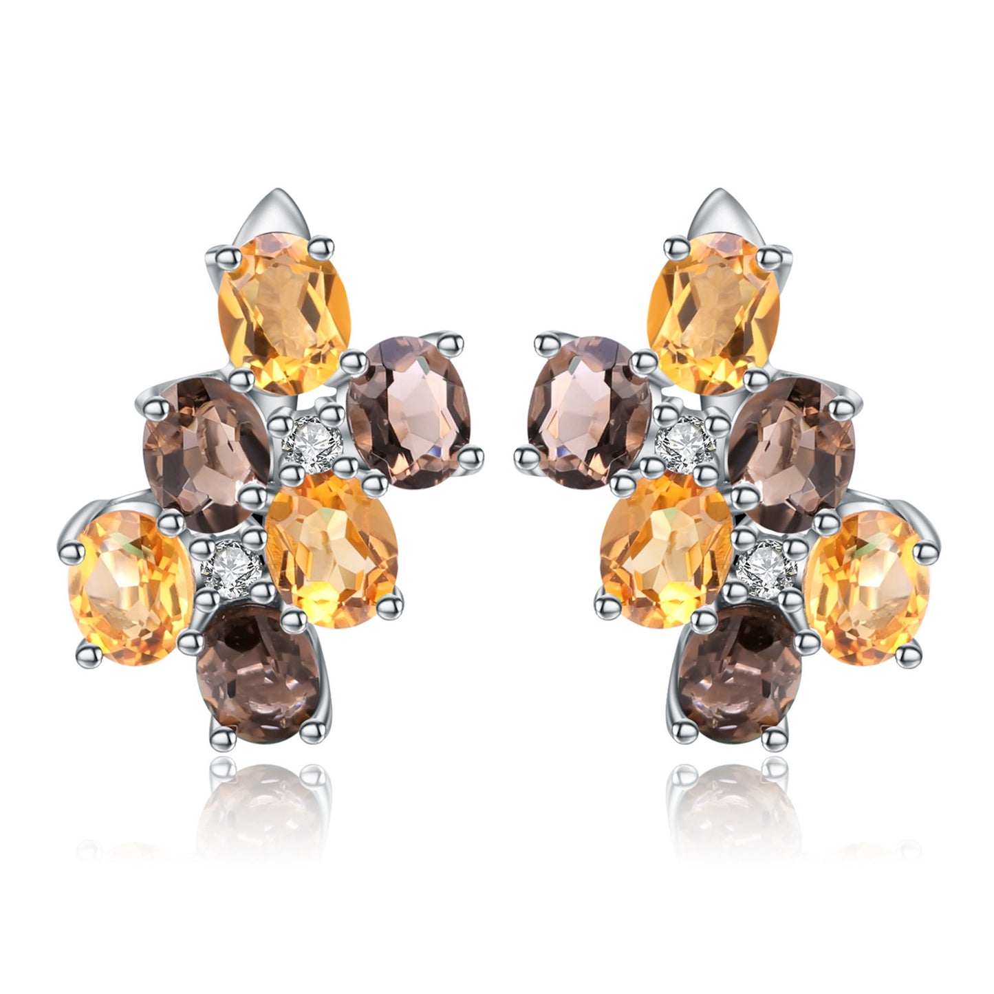 Fashion Natural Gemstone Earrings Luxurious Design s925Sterling Silver Inlaid Yellow Crystal Gemstone Earrings