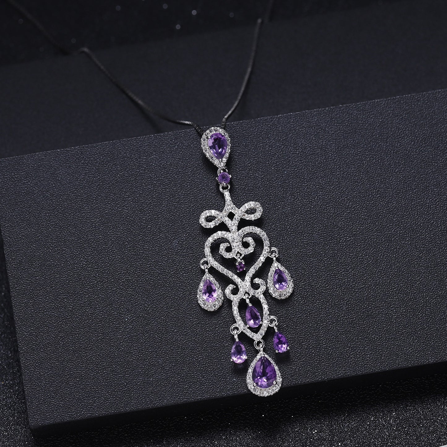 Designer Luxury Gemstone Pendant French Romantic High-end Feel s925Silver Natural Amethyst Necklace Pendant