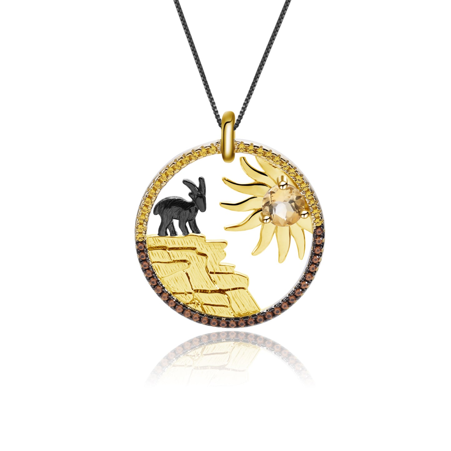 Designer High-Grade Gem Pendant Animal Nature Style Design925Silver Natural Yellow Crystal Necklace Pendant