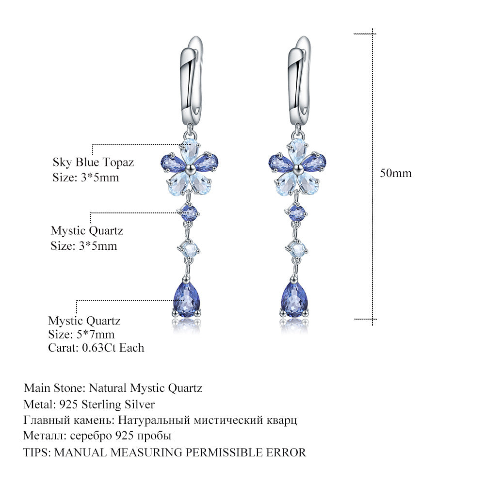 Design Style Garnet Yellow Crystal Earrings Vintage Personality s925Silver Inlaid Natural Gemstone Earrings